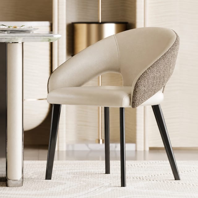 Modern Faux Leather Dining Chair with Arms