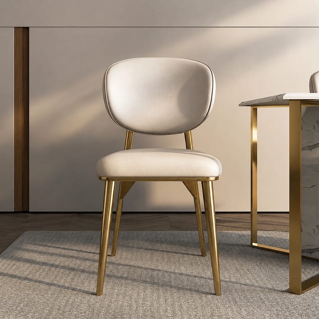 Mid-Century Modern PU Leather Dining Chair with Arms