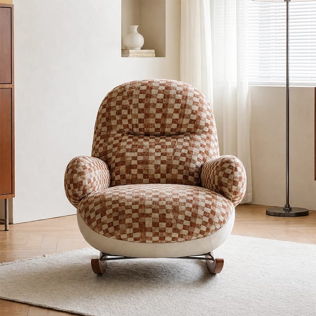 37" Contemporary Upholstered Fabric Rocking Lounge Chair