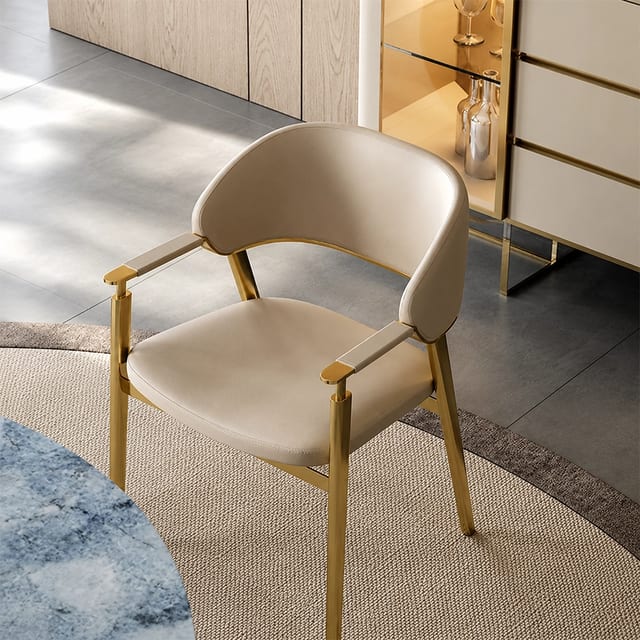 Luxury PU Leather Dining Chair with Open Back