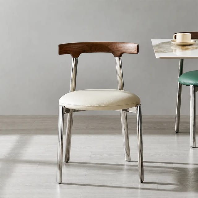 Modern PU Leather Dining Chair with Curved Back