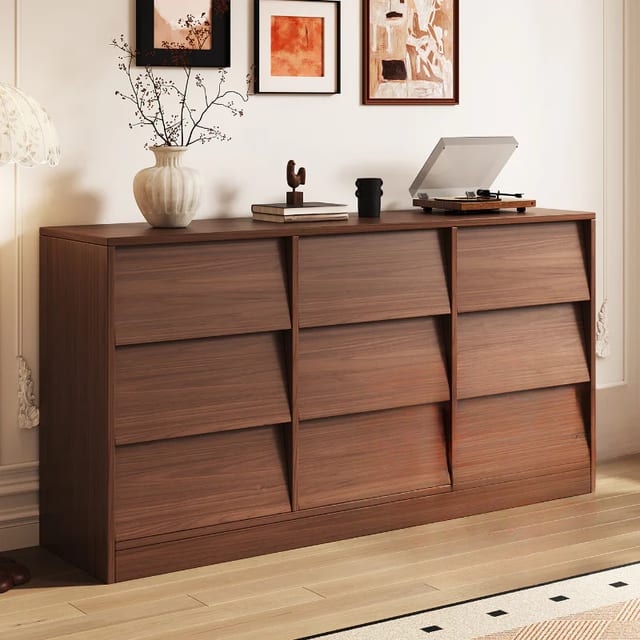 55.1" Contemporary Engineered Wood Storage Cabinet with Drawers