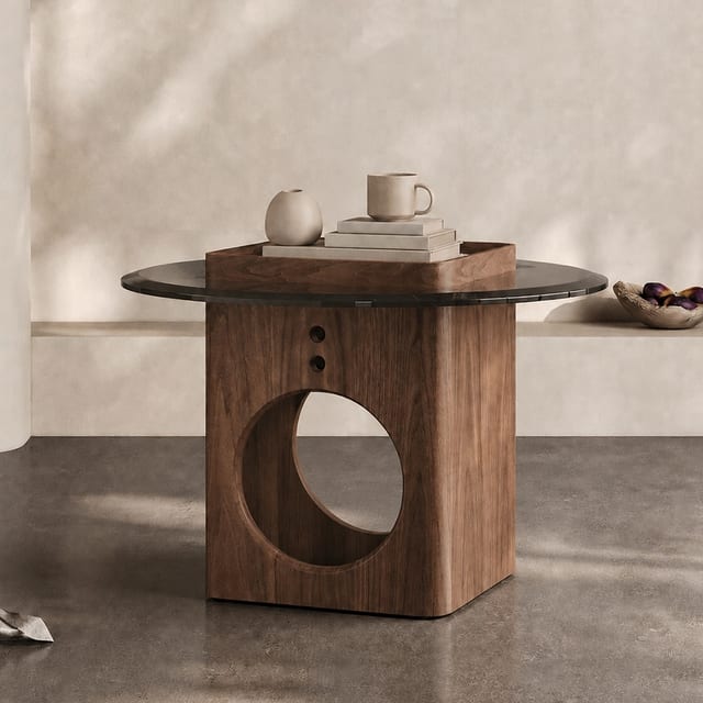 18.9" Contemporary Engineered Wood Round Side Table