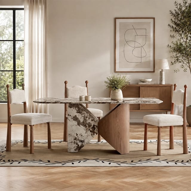 63" Luxury Marble Rectangular Dining Table