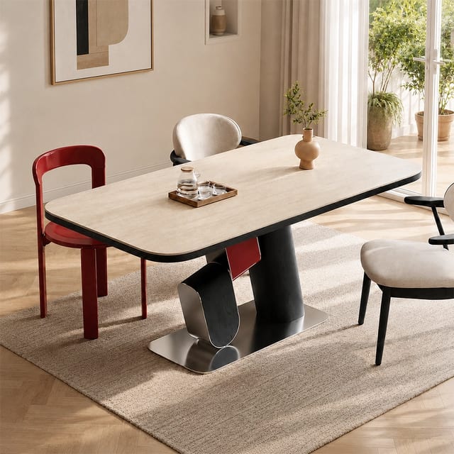 63" Luxury Sintered Stone Pedestal Base Dining Table