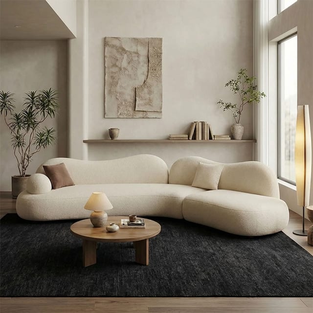 110.2" Contemporary Fabric Sectional Sofa with Curved Modular Design