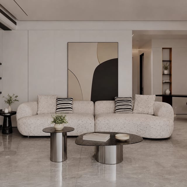 94.5" Contemporary Fabric Curved Sofa