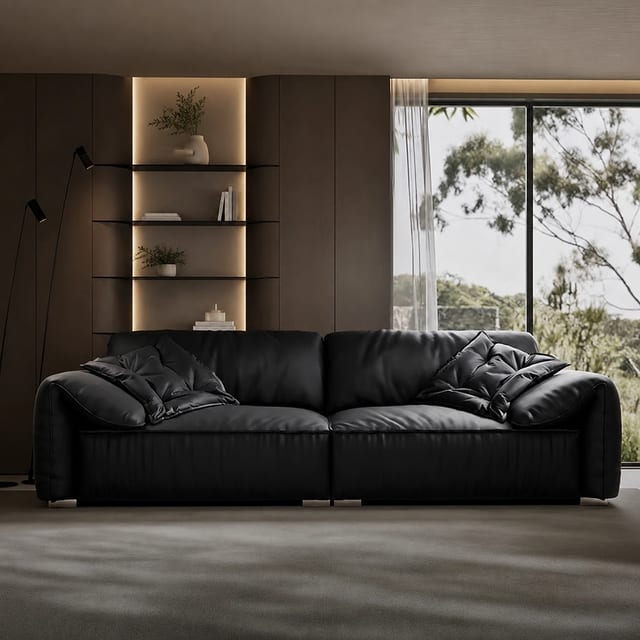 126" Luxury Leather Sofa Deep Seat