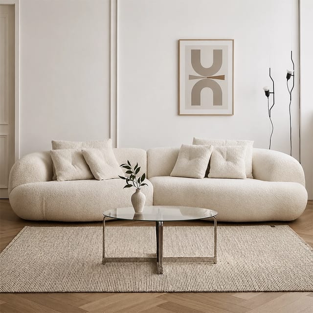 118.1" Contemporary Fabric Curved Sofa