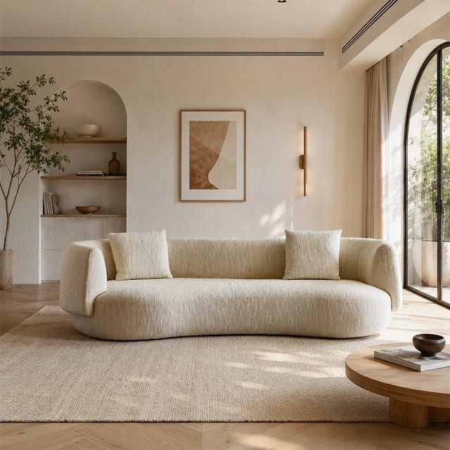 110.2" Contemporary Fabric Curved Sofa