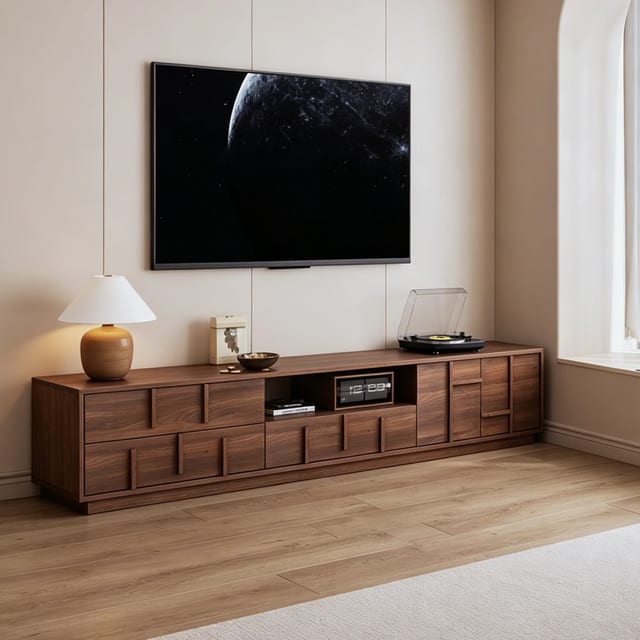 87" Modern TV Stand with Drawers