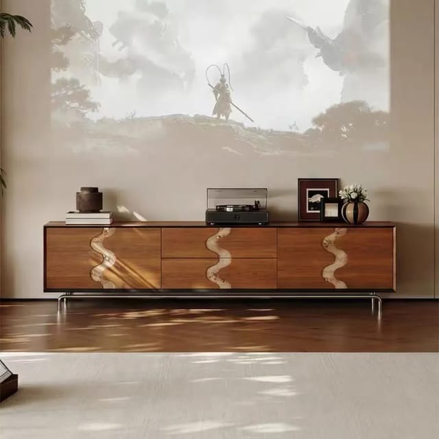 87" Organic Modern TV Stand with Drawers