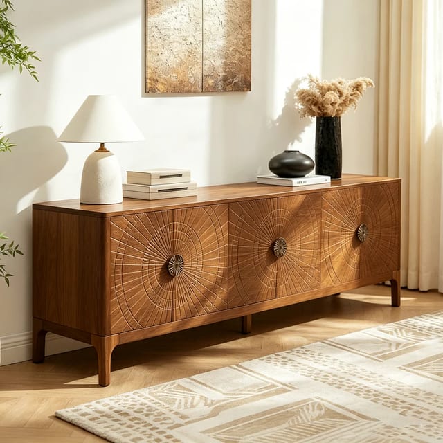 84" Mid-Century Modern TV Stand with Storage