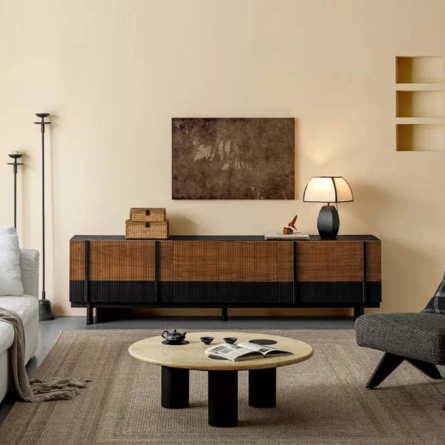 87" Japandi TV Stand with Storage