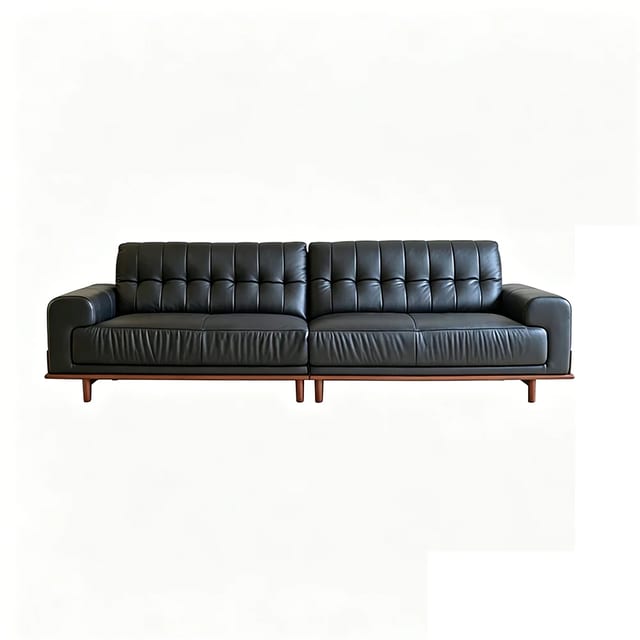 117.3" Mid-Century Modern Leather Tufted Sofa