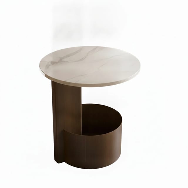 17.7" Contemporary Metal Round Side Table