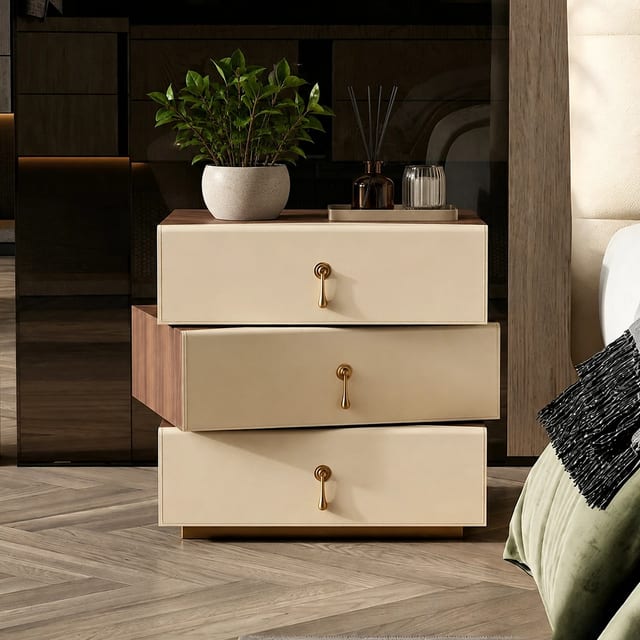 19.7" Luxury Solid Wood Nightstand with Drawers