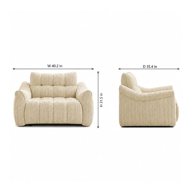40.2" Contemporary Fabric Curved Sofa