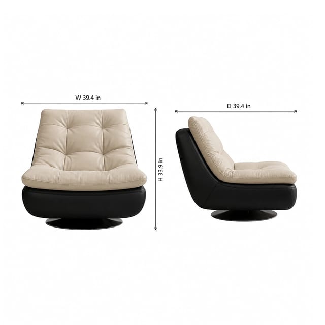 39.4" Contemporary Leather Curved Sofa