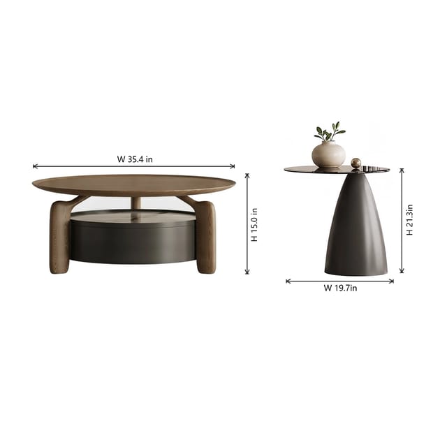 35.4" Contemporary Engineered Wood Round Coffee Table