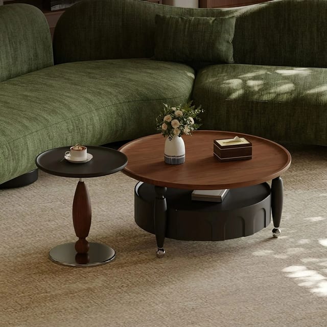 35.4" Mid-Century Modern Engineered Wood Round Coffee Table