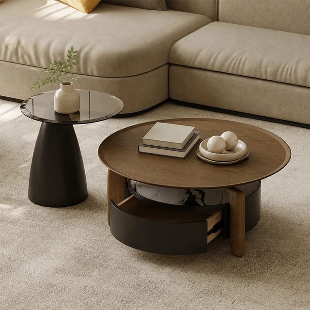35.4" Contemporary Engineered Wood Round Coffee Table