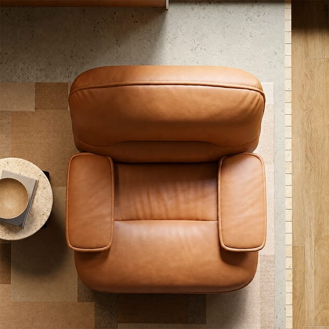 36.6" Contemporary Leather Curved Sofa