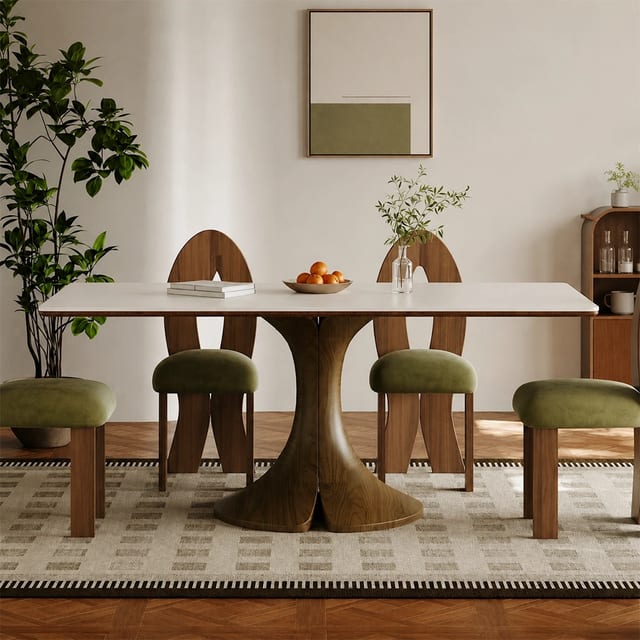 51.2" Minimalist Sintered Stone Rectangular Dining Table