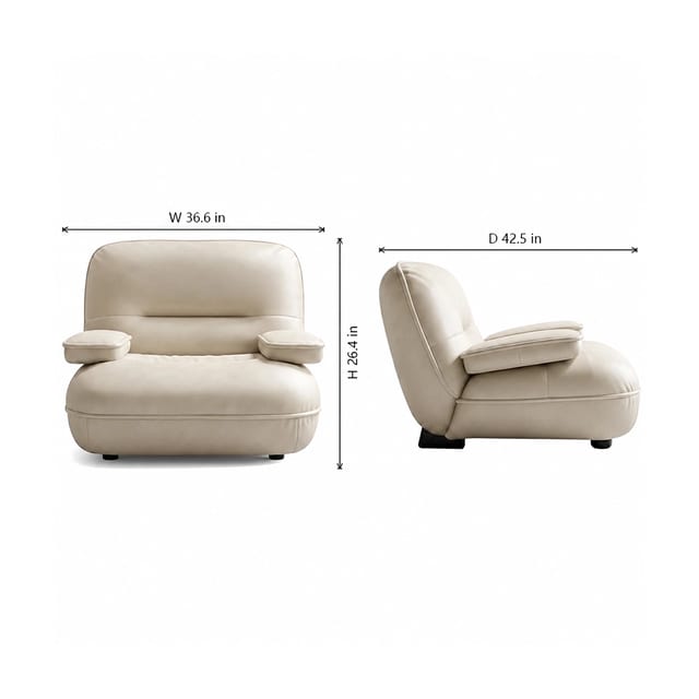 36.6" Contemporary Leather Curved Sofa
