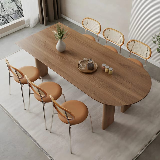 63" Mid-Century Modern Oval Dining Table