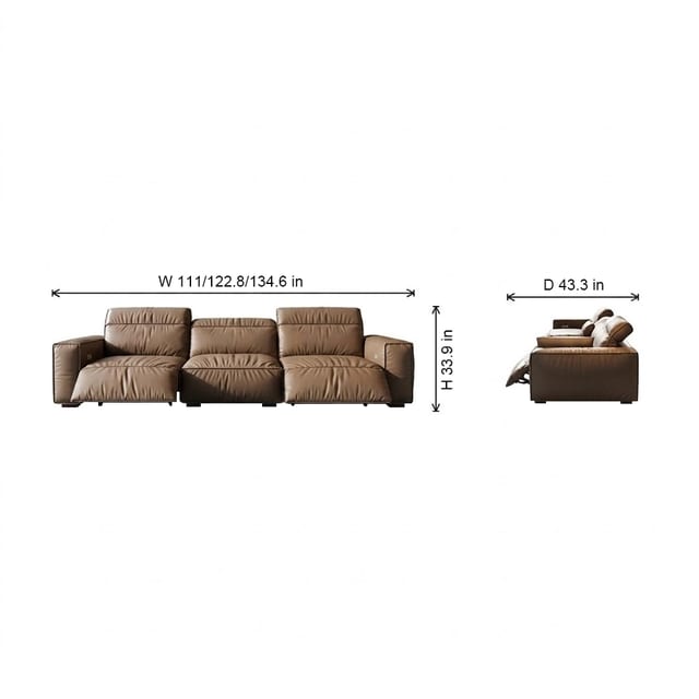111" Contemporary Leather Reclining Sofa