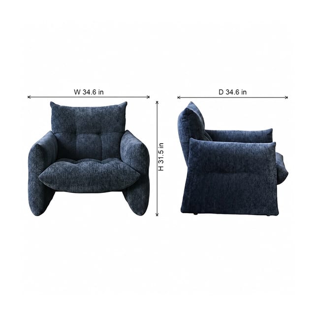34.6" Contemporary Fabric Curved Sofa
