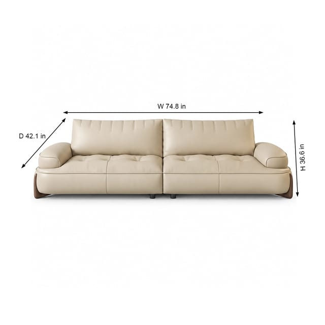 110.2" Luxury Leather Tufted Sofa