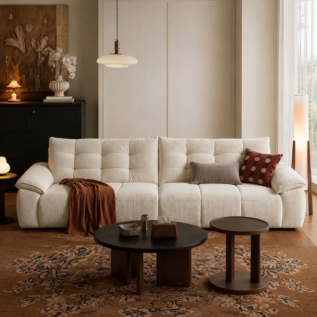 94.5" Contemporary Fabric Tufted Sofa