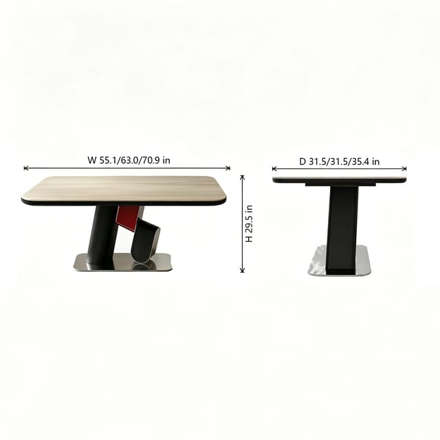 55.1" Luxury Sintered Stone Pedestal Base Dining Table