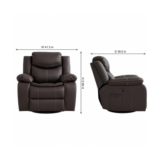 41.3" Transitional Leather Reclining Sofa