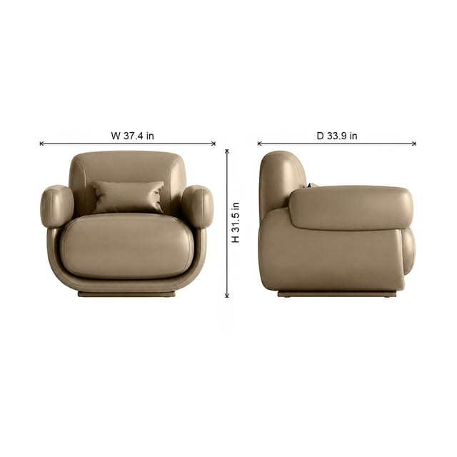 37.4" Contemporary Curved Leather Sofa