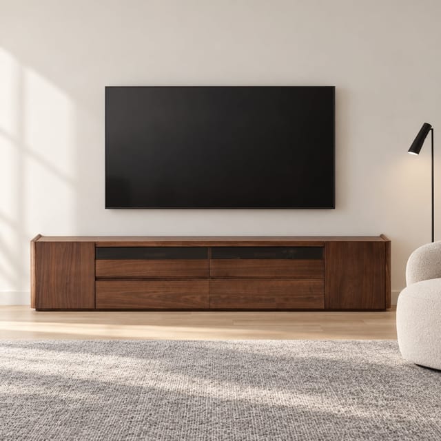 70.9" Modern Solid Wood TV Stand with Storage