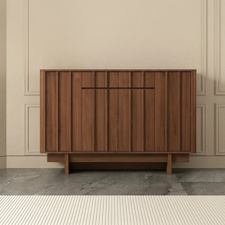 Minimalist Ribbed Entryway Shoe Cabinet