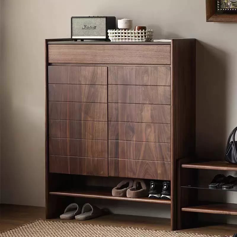 Black Walnut Entryway Shoe Cabinet
