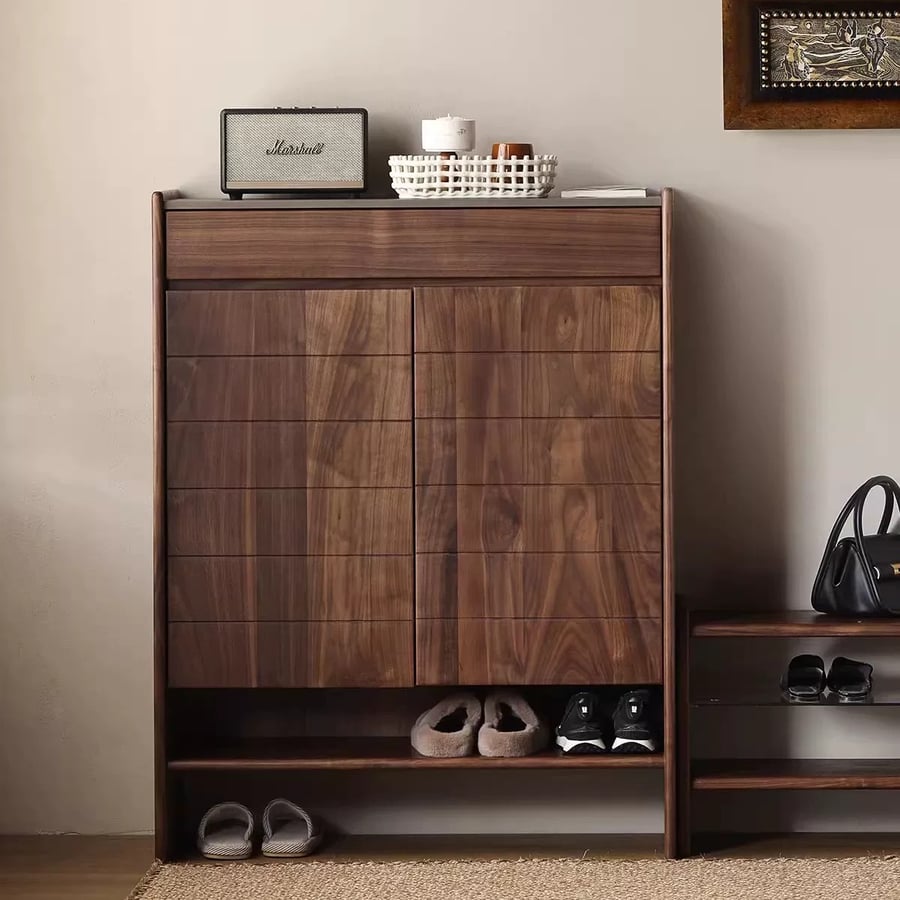 Black Walnut Entryway Shoe Cabinet