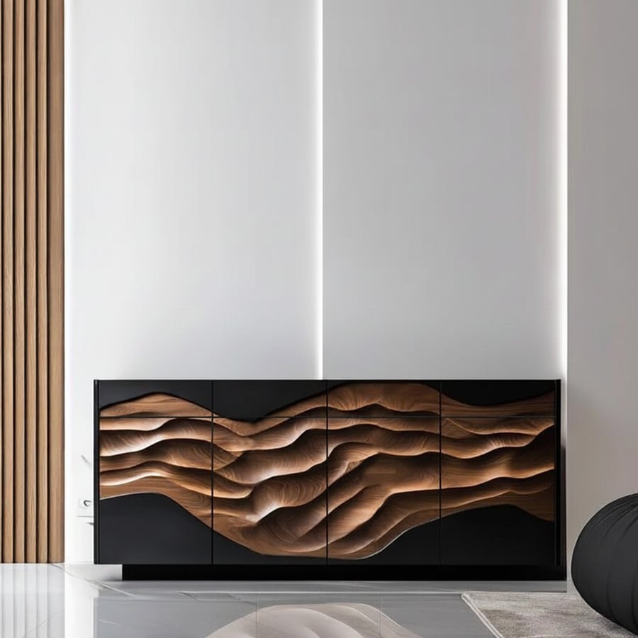 Embossed Wave Shoe Cabinet