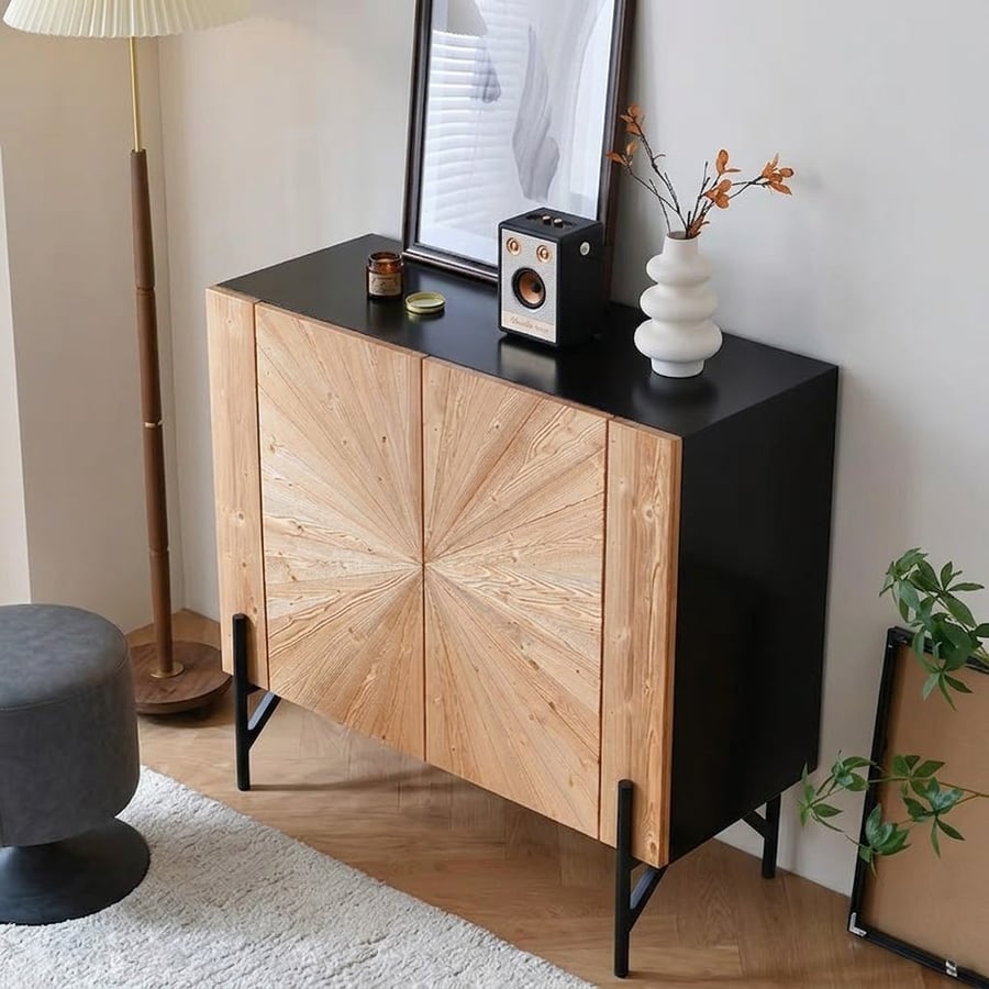 French Vintage Parquet Sideboard