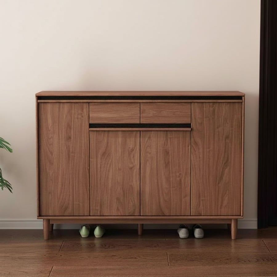 Walnut & Black Sculpted Shoe Cabinet