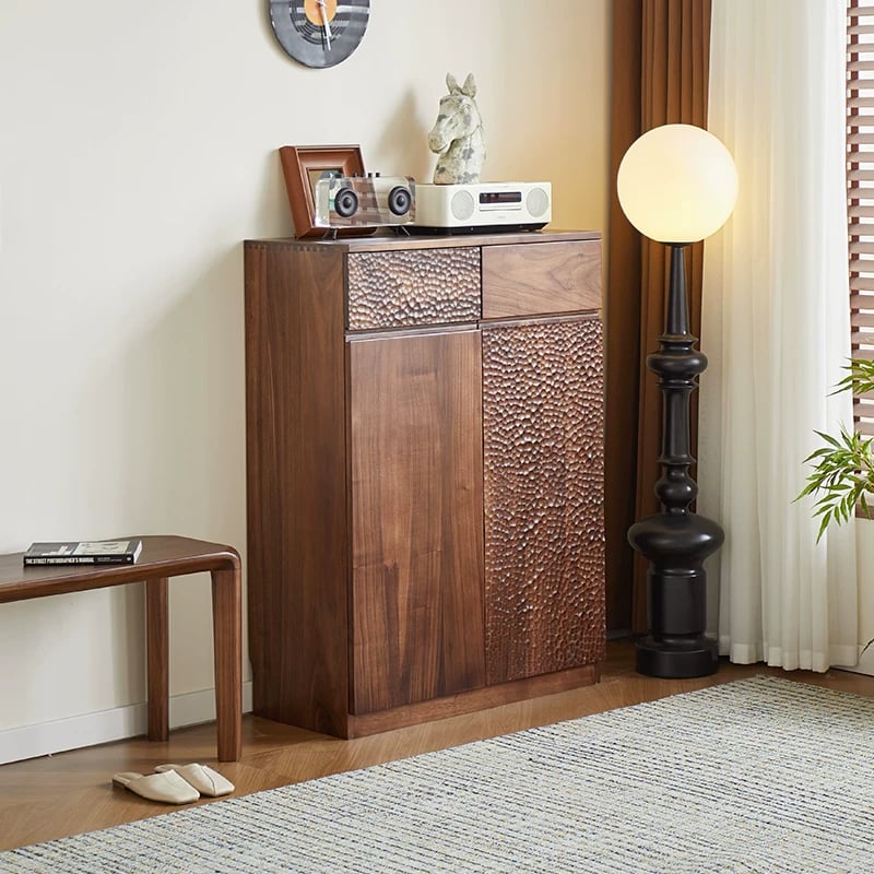 Black Walnut Multi-tier Shoe Cabinet