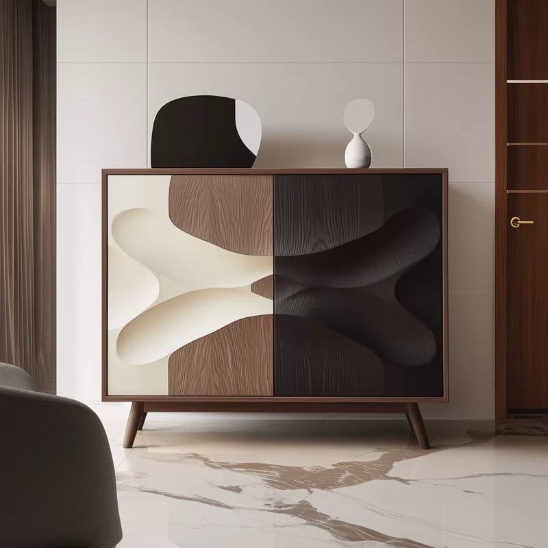 Two-Tone Solid Wood Entryway Cabinet