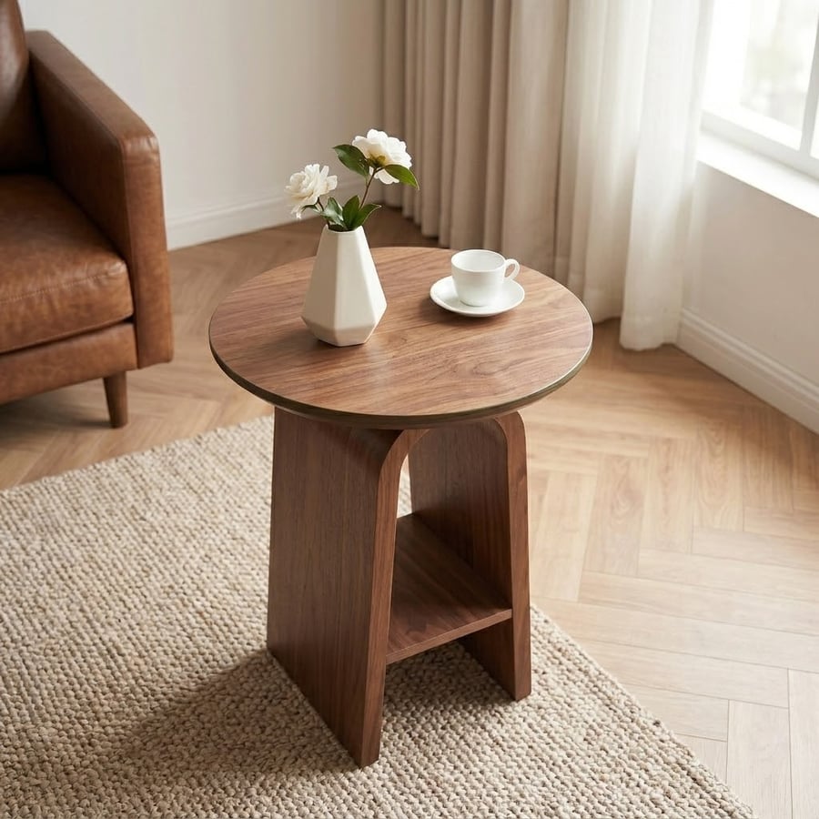 Mid-Century Solid Wood End Table