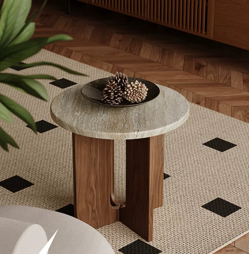 Round Travertine Coffee Table
