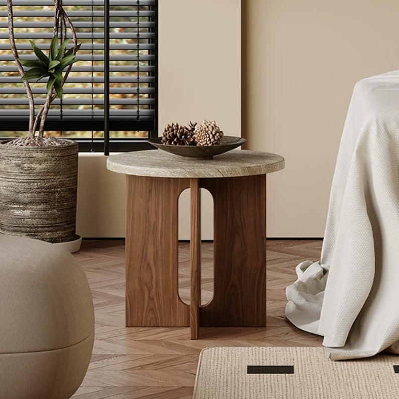 Round Travertine Coffee Table