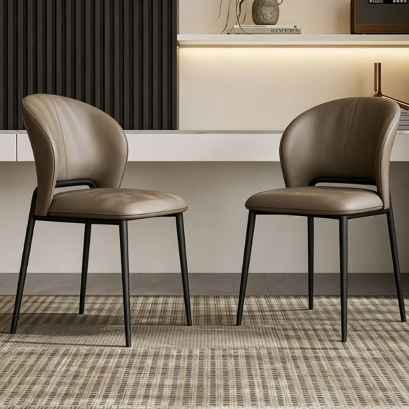 Upholstered Dining Chair with Leather Finish